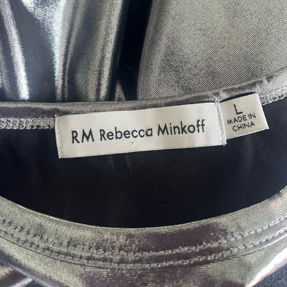 Rebecca Minkoff Metallic Silver Short Sleeve Top - Picture 5 of 6